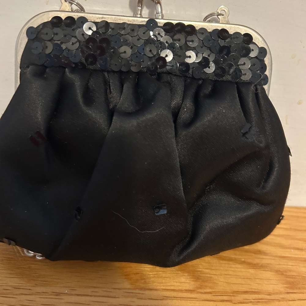 Tiny Black Sequined Clutch